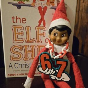 Festive Elf Doll Red White Outfit 67 necklace chain gag gift stocking stuffer